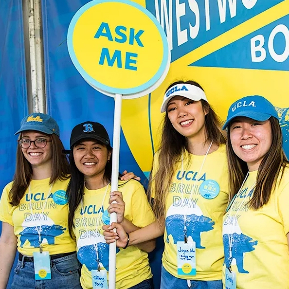 UCLA logo with white lettering on a blue background